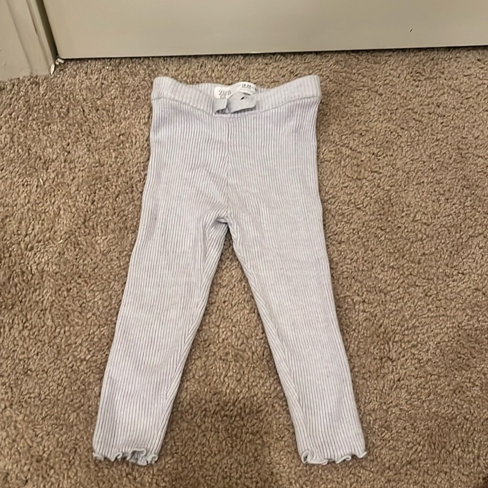 Zara ribbed warm leggings in light blue 18-24 months